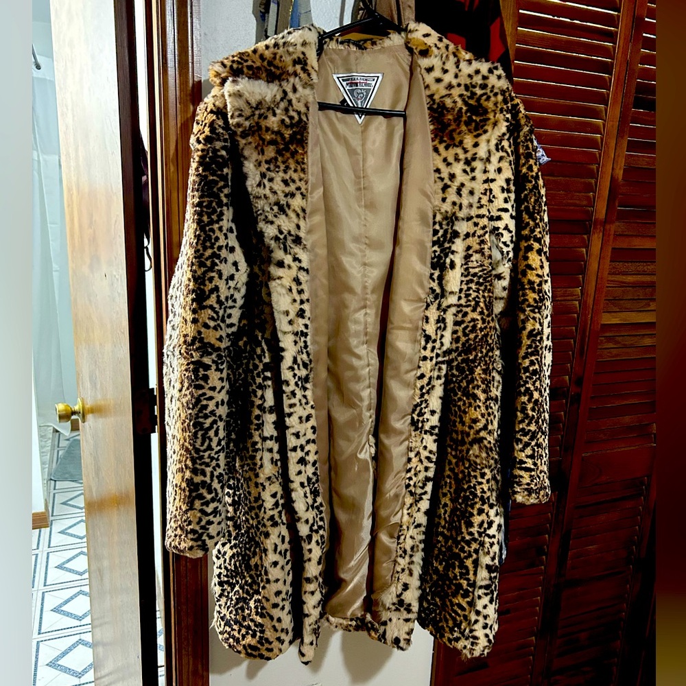 Vintage Marvin Richards Faux Fur Swing Coat- Leopard